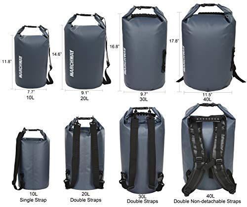 Waterproof Duffel Dry Bag Backpack 5L/10L/20L/30L/40L, Roll Top Pack Sack Keeps Gear Dry