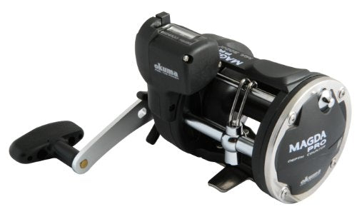 Okuma Magda Pro Line Counter Levelwind Trolling Reel, Small, Black/Silver, MA-45DX