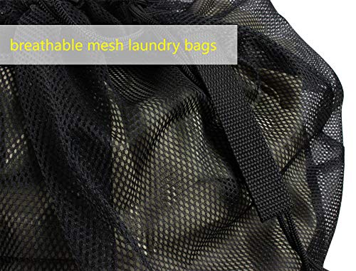Large Heavy Duty Mesh Bag with Drawstring, 24 x 36 inches, 3 Pack, Black