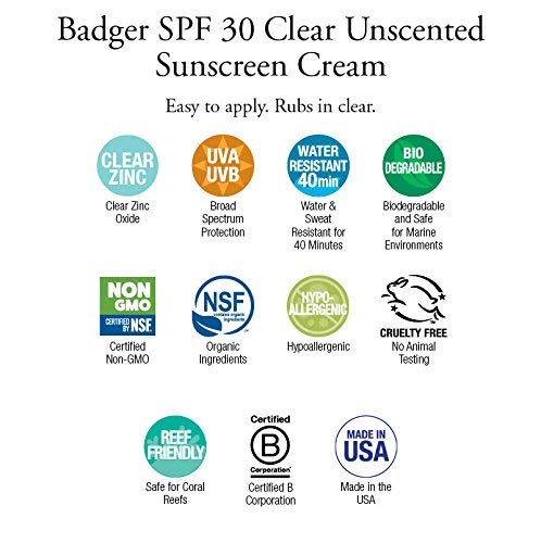 Badger Clear Zinc Mineral Sunscreen SPF 30, Reef Safe