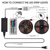 LED Strip Lights 32.8FT/10M, SMD5050 RGB Strip Lights, 300 LEDs, IP65 Waterproof Color Changing Rope Lights with 44 Keys IR Remote Controller for Boat Decoration