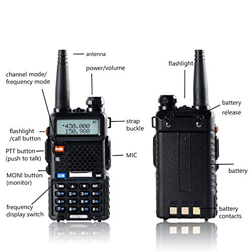BaoFeng UV-5R Handheld Ham Radio with Extra 1800mAh Battery and Greaval  GV-771 High Gain Antenna, Dual Band Two Way Radio Includes Full Kit (Black)