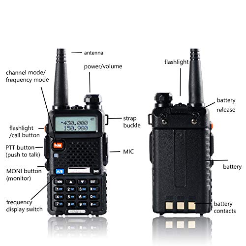 BaoFeng Walkie Talkie UV-5R Dual Band Two Way Radio with one more 1800mAh UV5R Battery one Hand Mic and one TIDRADIO 771 Antenna Baofeng Radio Ham radio